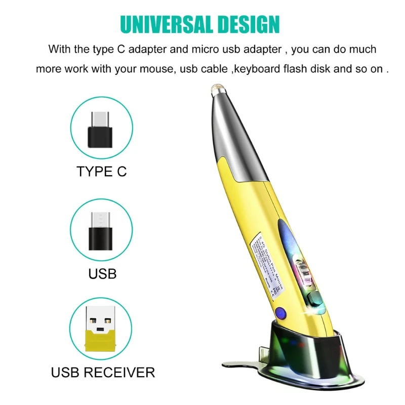 

Rechargeable Right Hand and Left Hand 1200 DPI 2.4G USB Wireless Mouse with Micro USB Type C Adapter Touch Pen Function