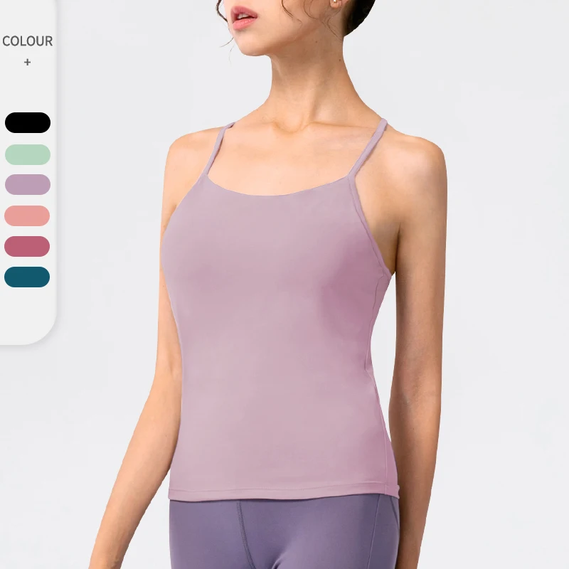 

Women Tank Tops Yoga Sport Sling Crop Top Gym Running With Padded Vest Sexy Solid Women Fitness Wokrout T-Shirts Casual Yoga Top