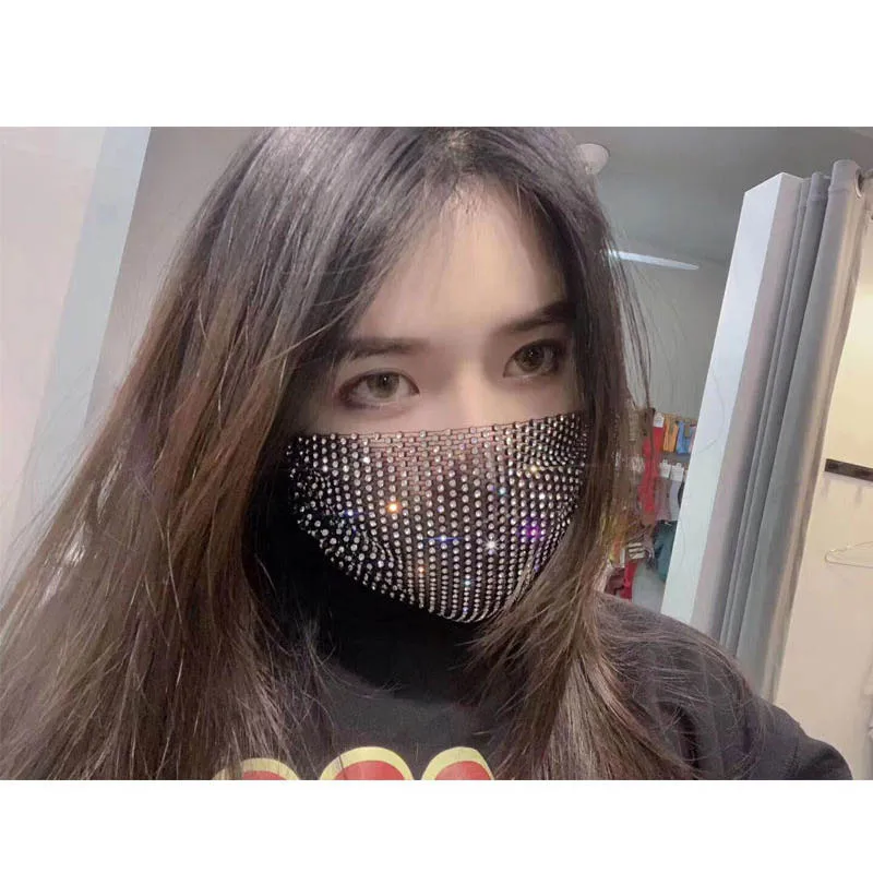 

Shiny Rhinestone Mesh Masquerade Crystal Face Covering Masks for Women Girls Party Mask Jewelry Nightclub Birthday Halloween