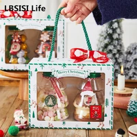 lbsisi life 5pcs christmas handle gift boxes clear sweet jar candy chocolate snack packing xmas new year favors party decoretion