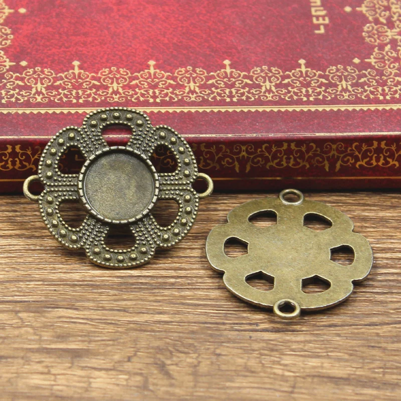 4 шт. Новый 14 мм Внутренний размер античный бронзовый серебристый цвет круглый
