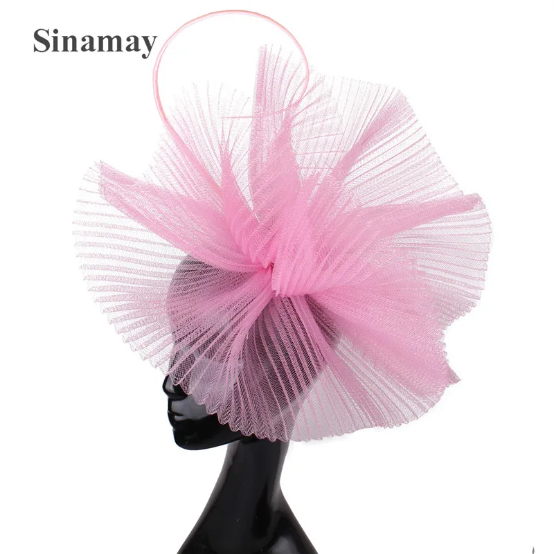 Elegant Ladies Pink Fascinator Hat Women Fashion Wedding Headwear Headband For Church Cocktail Ladies Hair Accessories