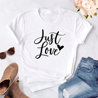 just love heart print t shirt women o neck tshirt summer graphic valentines tees tops tx5295
