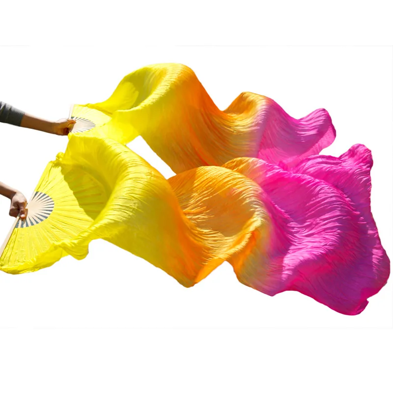 

Belly Dance Fans 100% Real Silk/Imitation Silk 1 Pair High Quality Pure Natural Silk Fan Dance Prop Handmade Dyed Silk Dance Fan