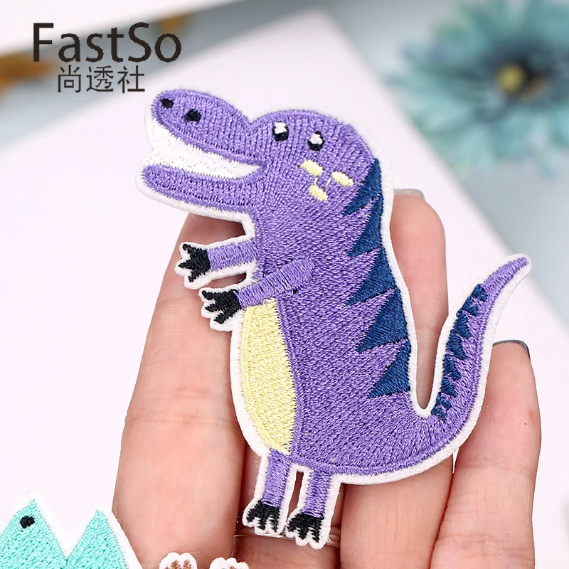 Вышитая детская одежда с мультяшным динозавром нашивка модная аппликация