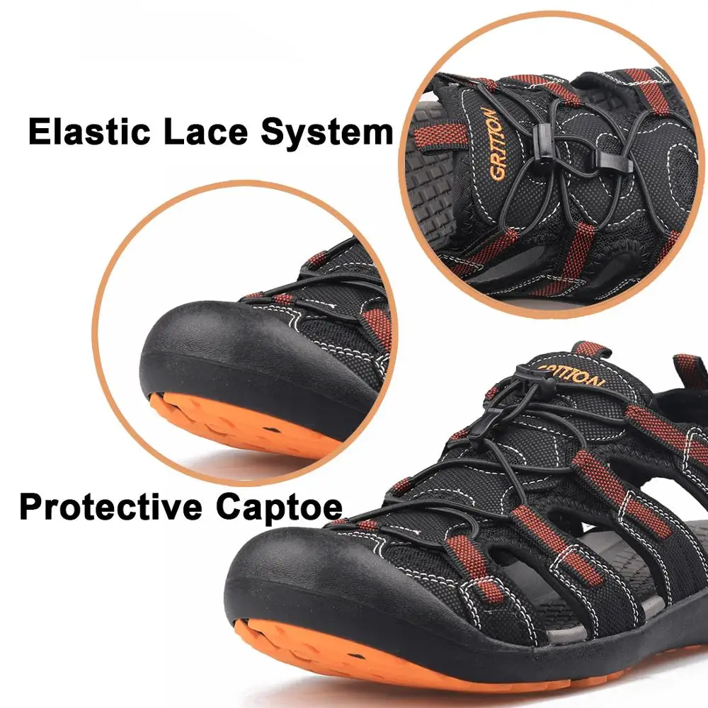 Сандалии GRITION мужские с закрытым носком повседневные пляжные туфли на плоской