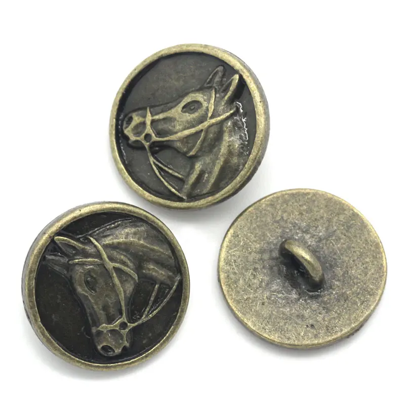 20 шт. металлические пуговицы для рукоделия одежды голова лошади резные круглые