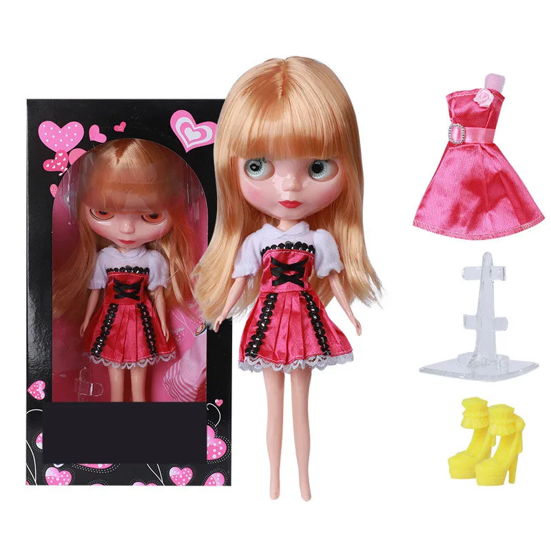 

1/6 BJD Blyth Doll ICY Factory 4 Colors Eyes Change Makeup DIY Blyth Dolls Girl Gift Toys for Children Dress Shoes Bracket Free