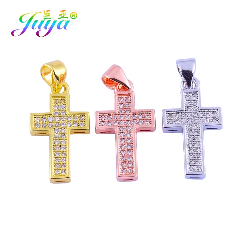 Религиозная подвеска в форме Креста Juya Micro Pave из циркония для ручной работы