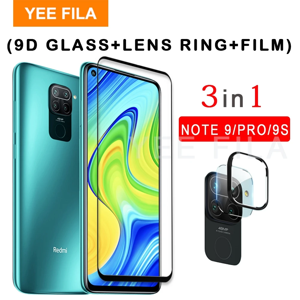 Закаленное стекло с полным покрытием для Xiaomi Redmi Note 9 Pro Защита экрана объектива