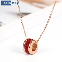 sainmax 2020 new stainless steel necklace with crystal for women and girls fashion jewelry necklaces of gifts
