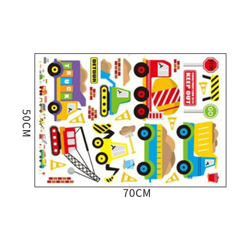 

Cartoon Building Construction Vehicle Wall Sticker Build Your Future Crane Excavator Kids Boy Bedroom Decor Decals