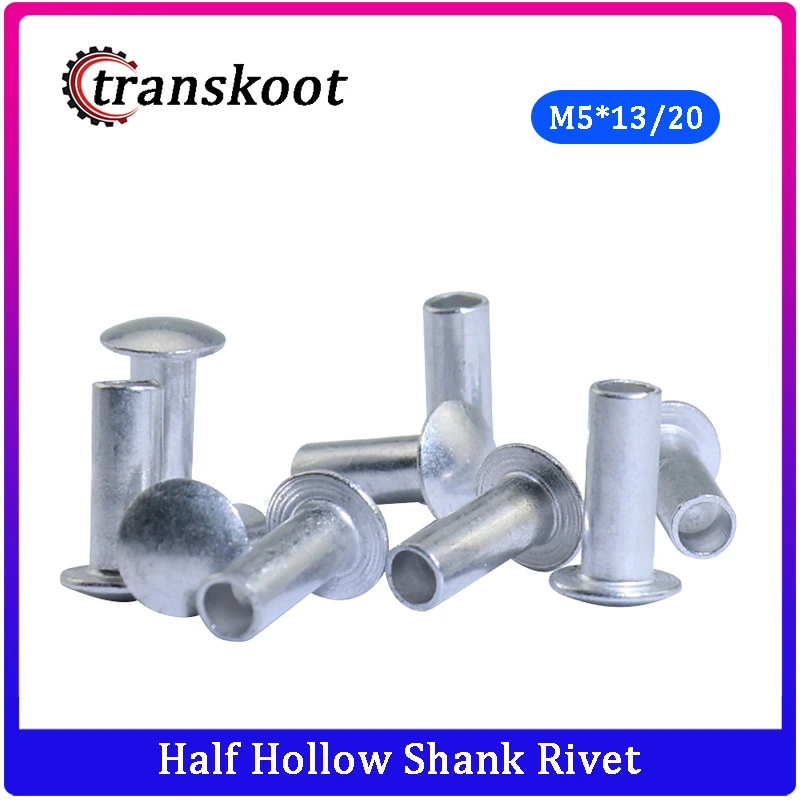

Promotions! 500pcs 1000pcs m5x20 Aluminum Flat Round Head Half Hollow Shank Rivet Aluminum Rivet Nut