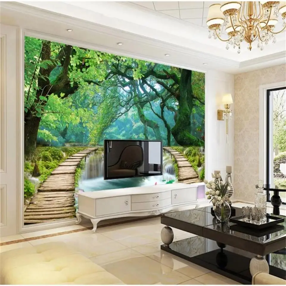 

Пользовательский размер 3d фото обои роспись Гостиная Спальня зеленый лес пейзаж Картина диван ТВ фон обои для стены 3d