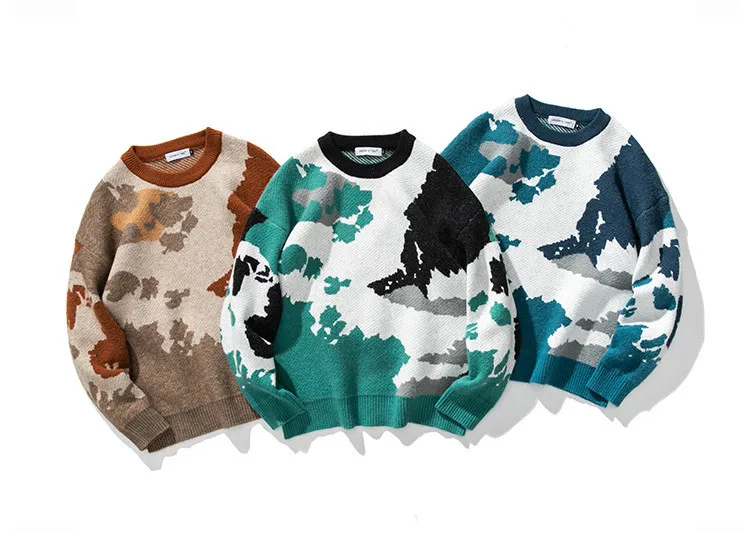 

IEFB /men's clothing South summer dress 2020 Autumn Sweater camouflage style couple loose ins trendy knitwear men
