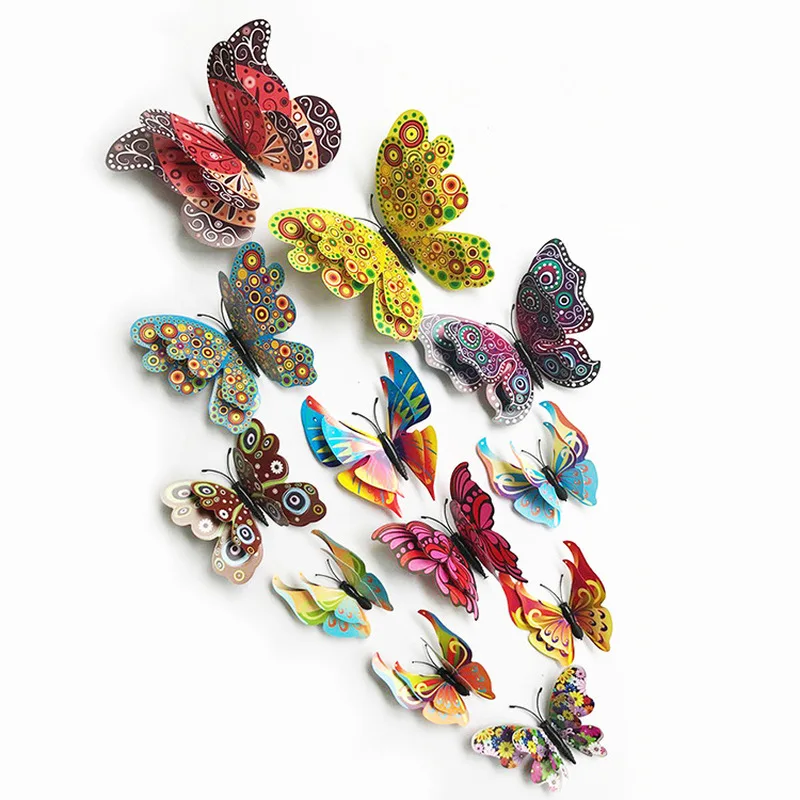 2021 новый стиль двойной слой 12 шт. 3d бабочка настенные стикеры художественная
