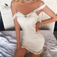 sexy white lace dresses elegant mini women package hip bodycon slim soft party halter floral sweet dresses 2021 holiday summer