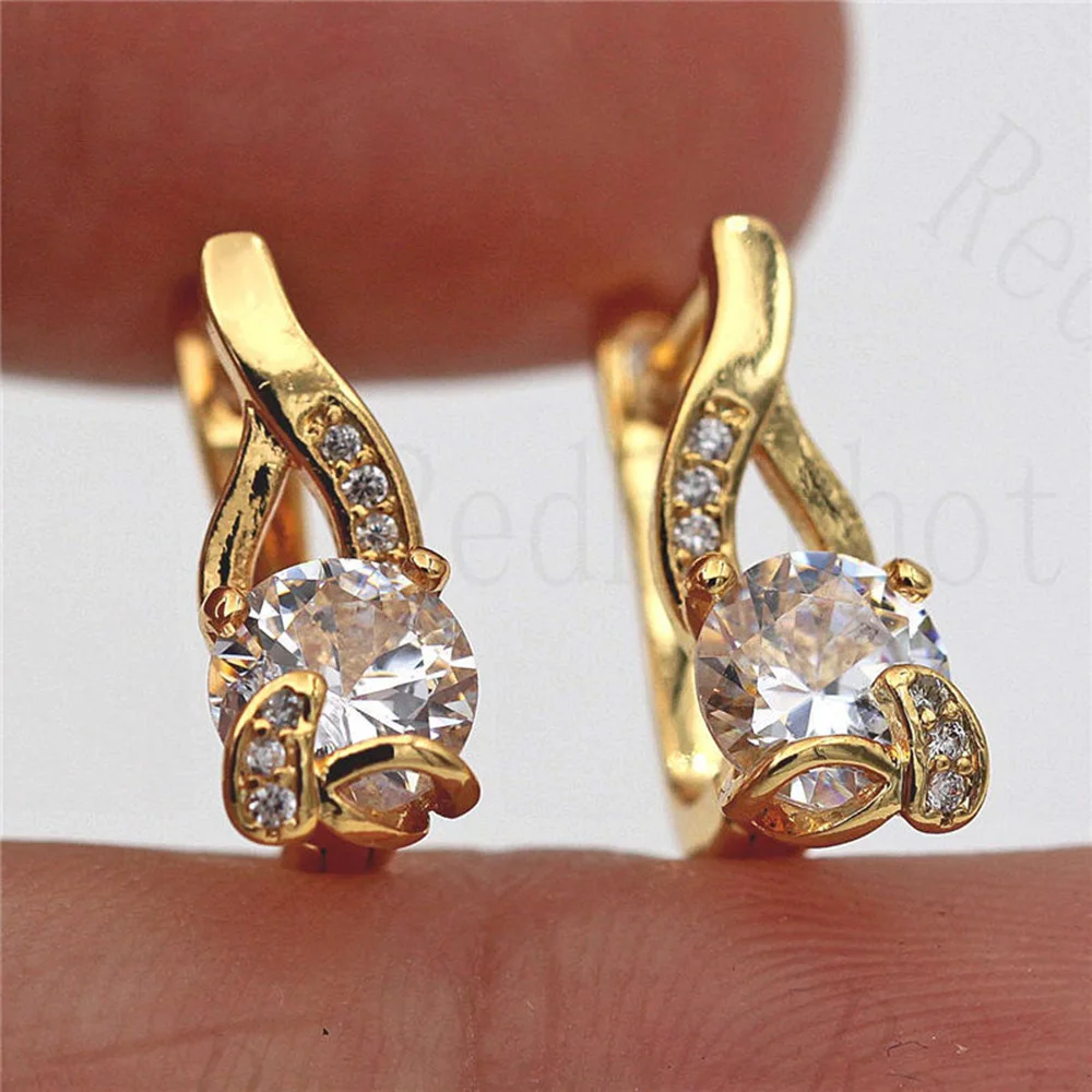 Новое поступление серьги кольца для женщин с круглым цирконием роскошные