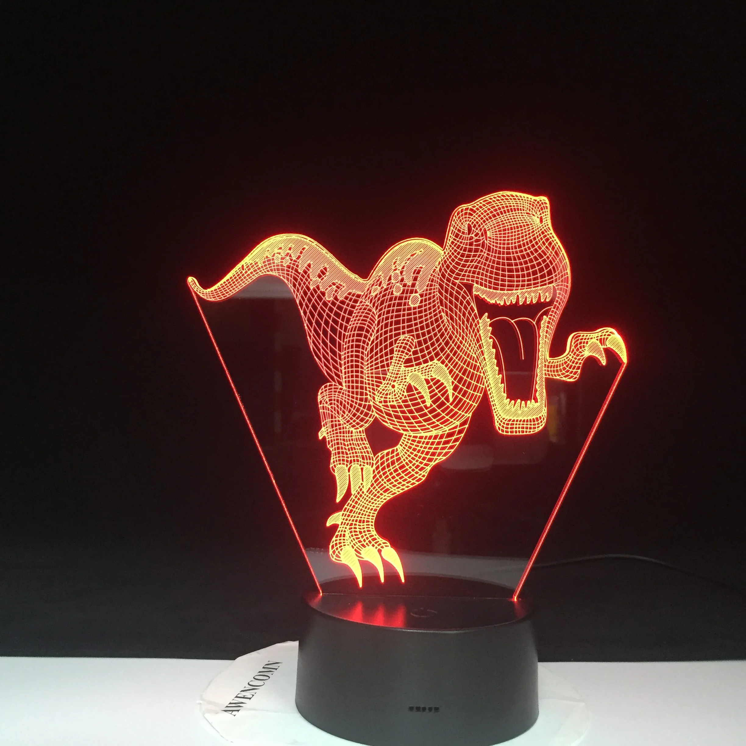 Dinosaur Visual Optical Illusion Kids Table Lighting 7 Colors Changing Light Fixtures LED 3D Night illuminator Dropshiping | Освещение