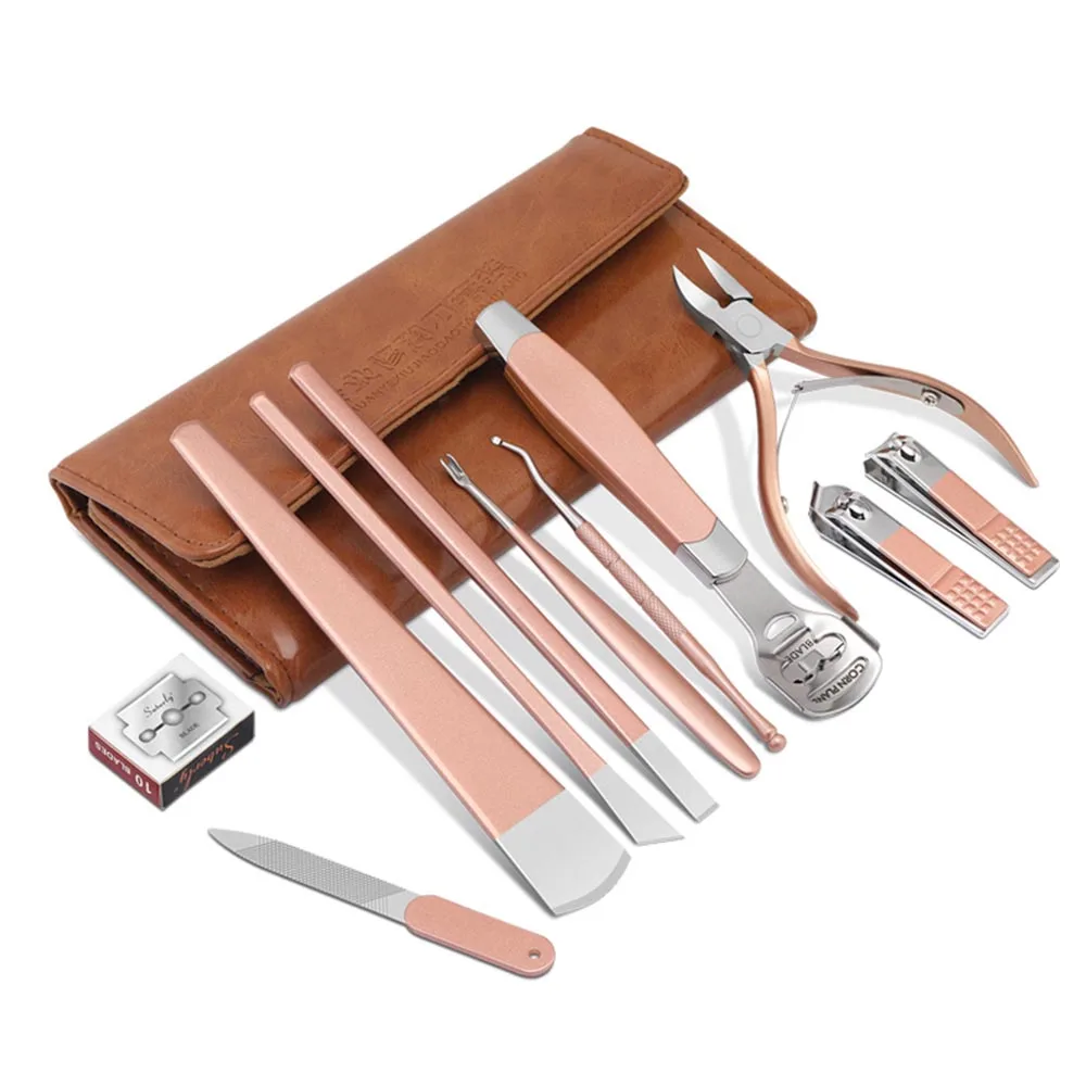 11 шт./компл. Наборы инструментов для ногтей из нержавеющей стали щипцы толкатель