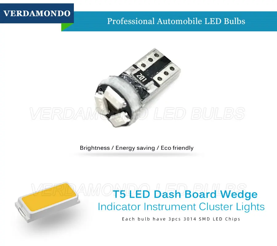 10 шт. внутренний светодиодный светильник T5 для автомобиля лампы инструментов 3 3014