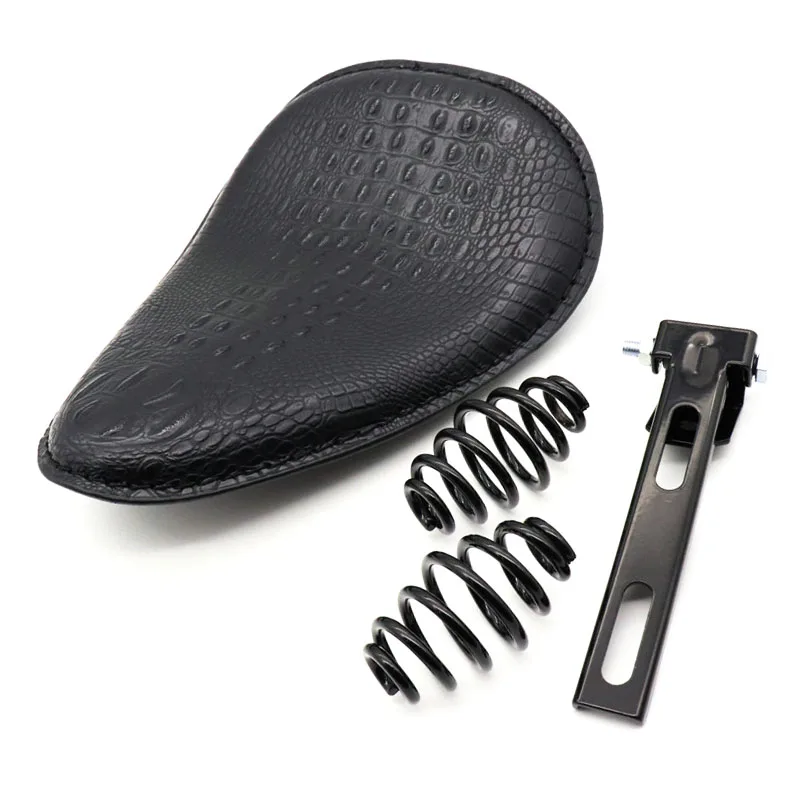 Мотоциклетное черное сиденье из крокодиловой кожи в стиле ретро + 3 дюйма