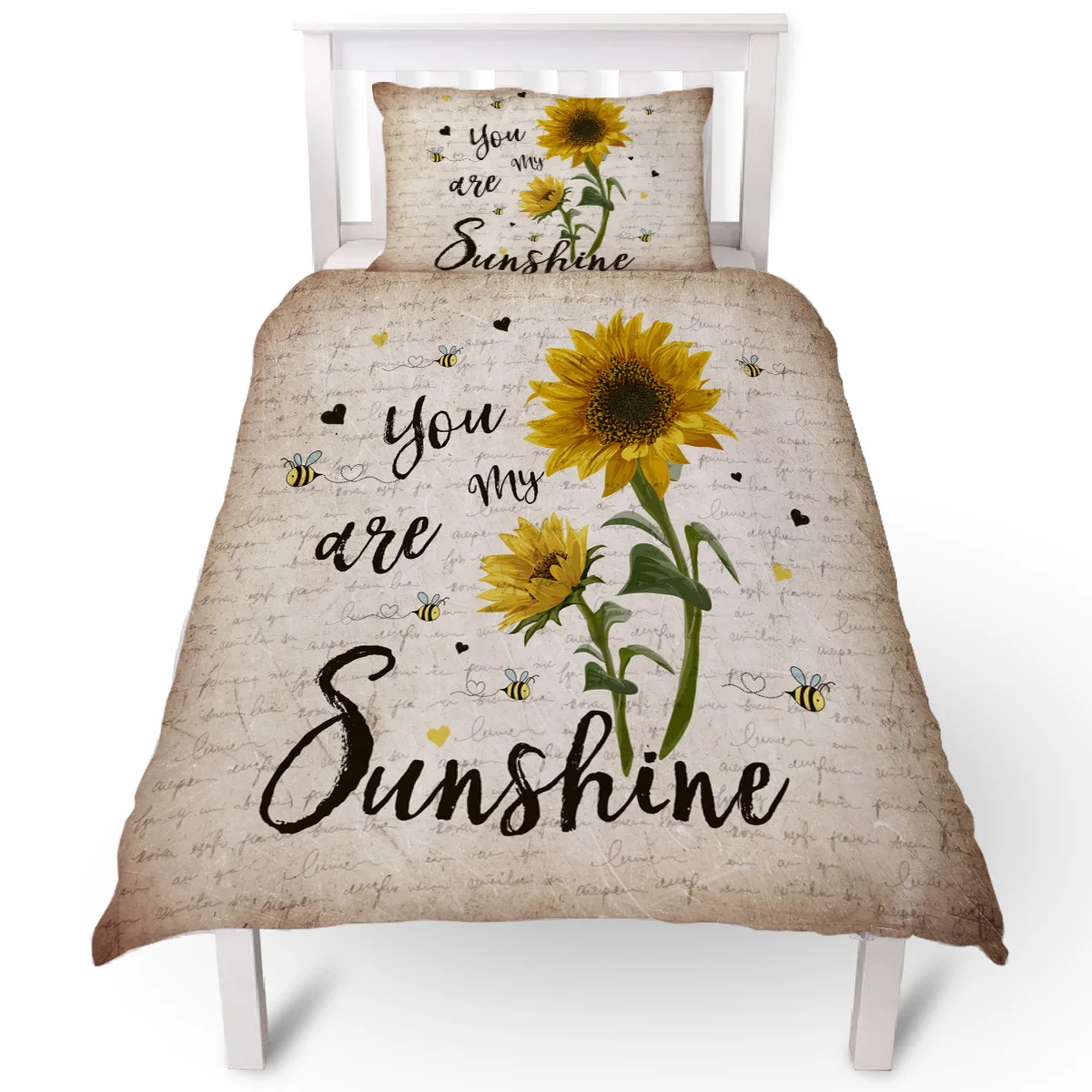 С принтом You Are My Sunshine Подсолнух Пододеяльник подушка чехол Стёганое одеяло