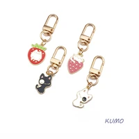 cute cartoon key chain kawaii cat strawberry alloy accessories pendant car girl bag keyring key chains couple gift