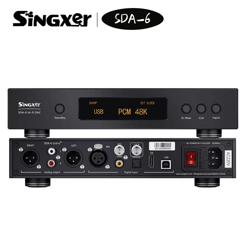 Цифровой аналоговый интерфейсный декодер Singxer SDA-6 DAC DSD512 AK4499 XMOS XU208 I2S USB NOS PLL |