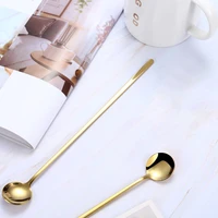 6pcs long handled 304 stainless steel coffee spoon ice cream dessert tea stirring spoon for picnic kitchen accessories bar tools