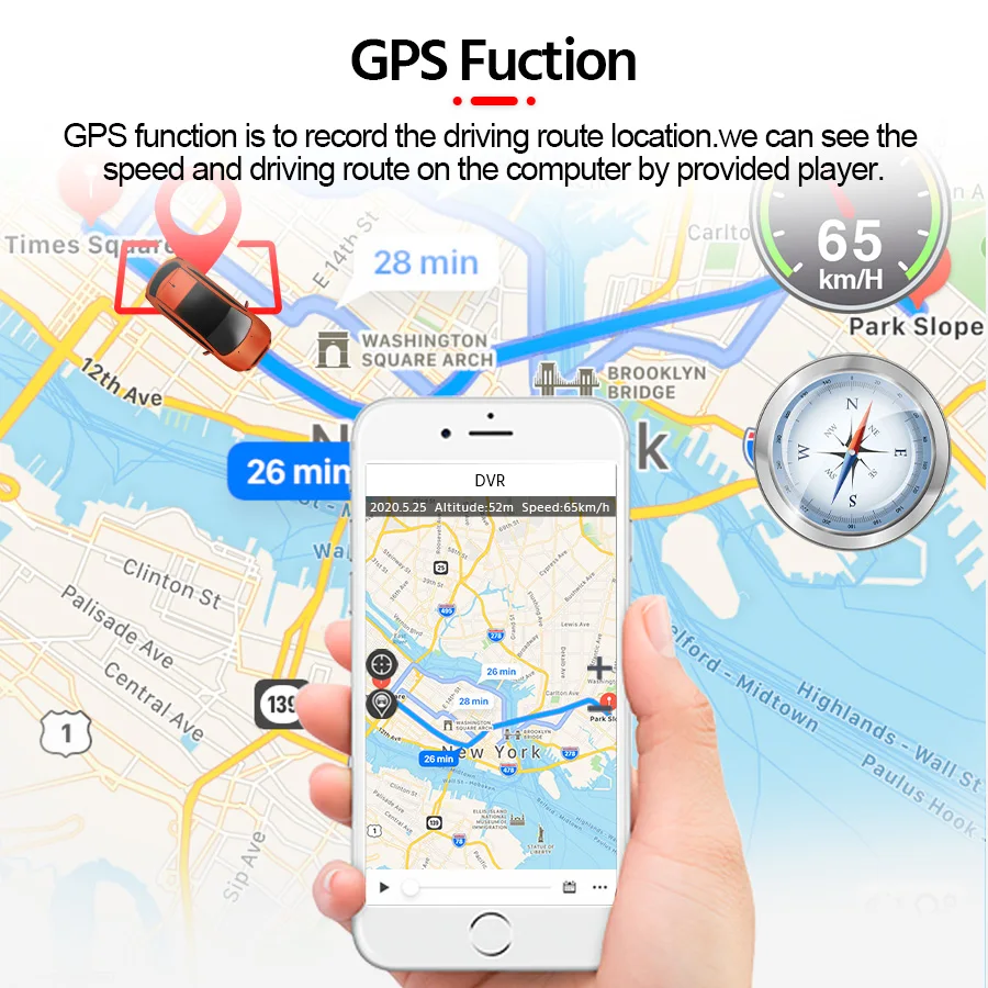 Видеорегистратор E-ACE B44P автомобильная мини-камера с разрешением 2160P GPS-треком Wi-Fi