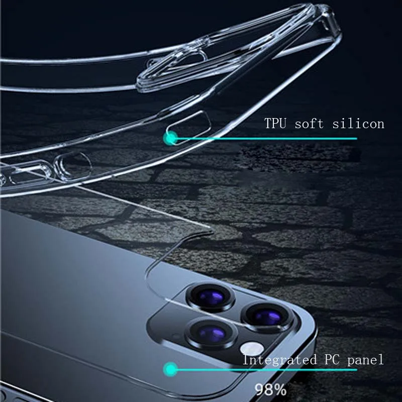 

Luxury X-level Original TPU Soft Silicon Full Protection Transparent Cover For iphone 12 12pro 12mini 12promax Phone Case KS102
