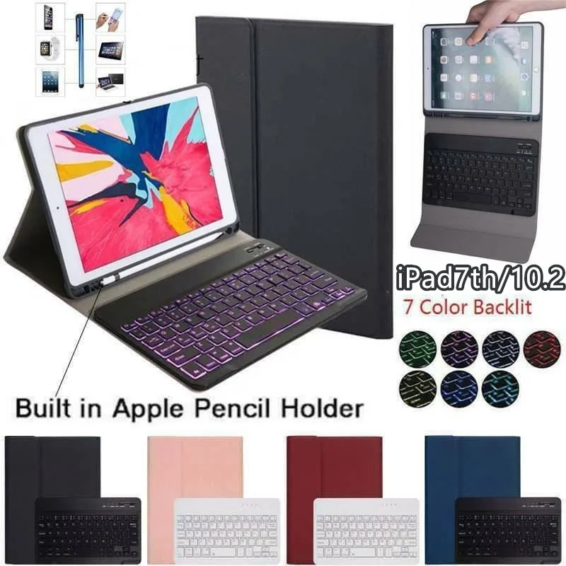 Новинка для IPad 10 2 дюймов 2019 7 го поколения Bluetooth клавиатура Тонкий кожаный чехол