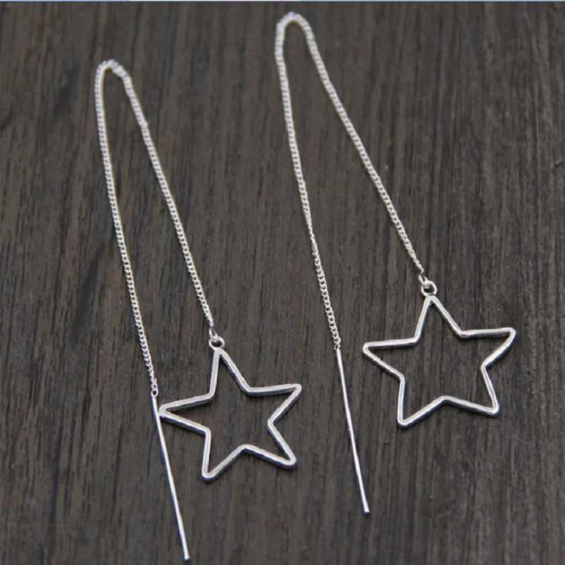 

Серьги из серебра 925 пробы, пятиугольные, длинные