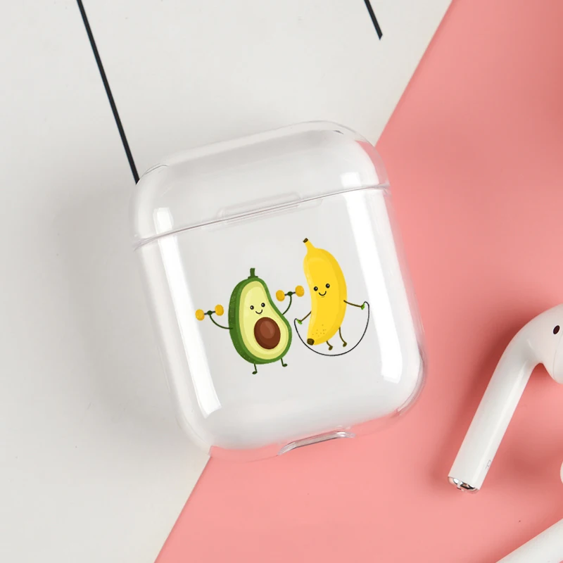 

Cute Cartoon Headphone Case For Apple airpods Case Luxury Avocado Lovely Air Pods Case For Airpods 2 Transparent Soft Cover