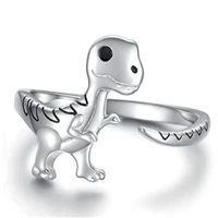 creative cute silver color dinosaur rings adjustable open womens rings finger accessories fashion jewelry