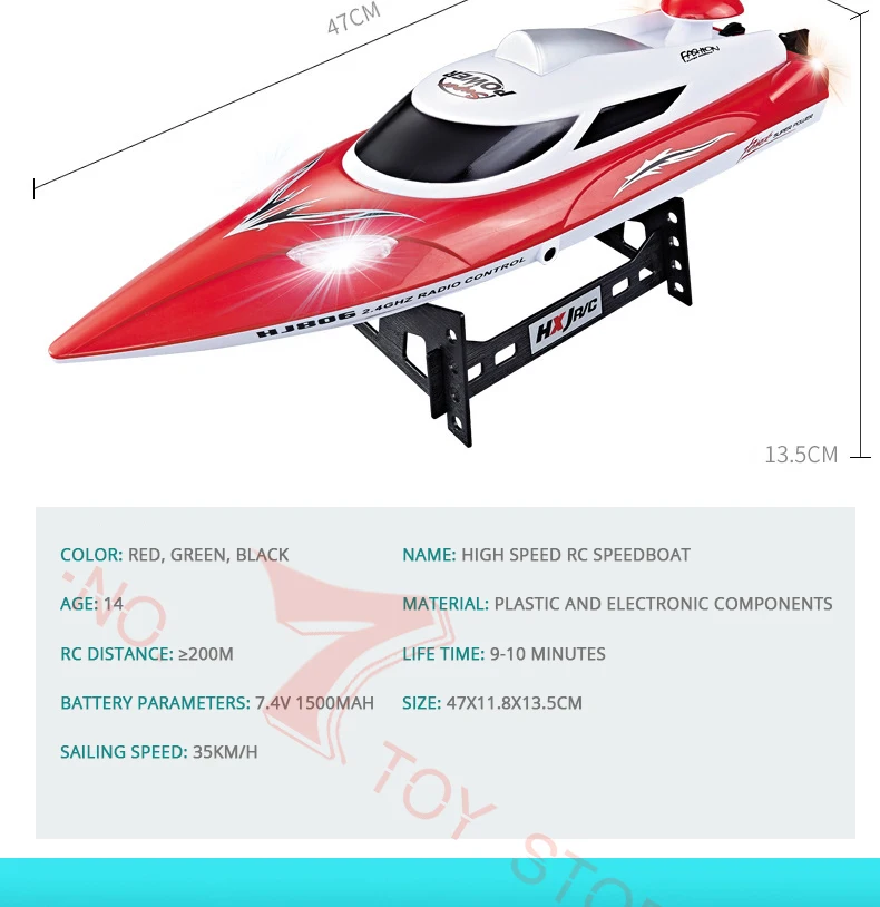 HJ806 Electric RC Boat 35KM/H High Speed Radio Remote Controlled Speedboat Racing Ship Steerable Boats Toy VS Feilun FT012 FT011