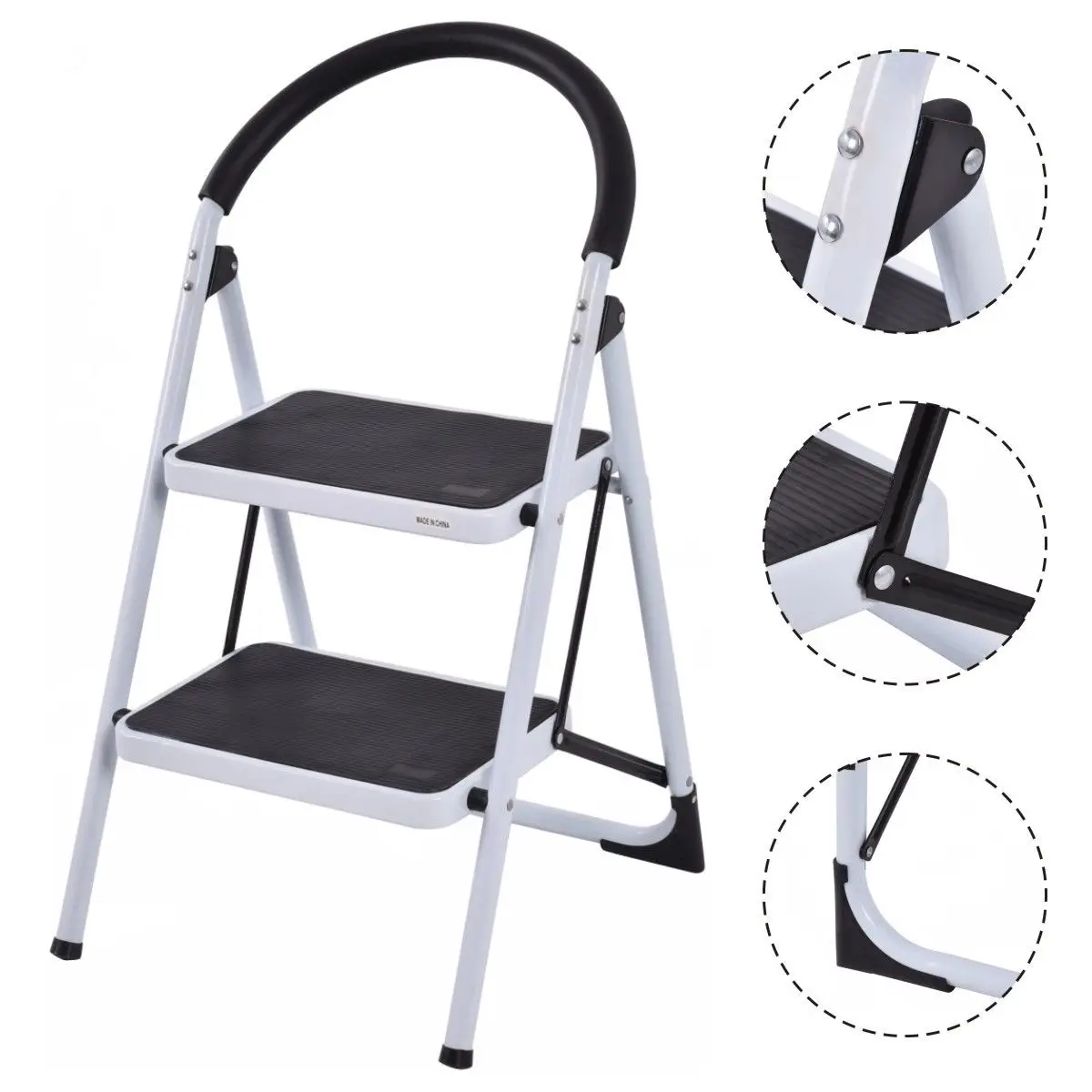 

Costway 2 Step Ladder Folding Stool Heavy Duty 330Lbs Capacity Industrial Lightweight