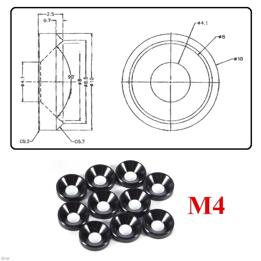 Анодированные гайки с потайной головкой из алюминиевого сплава M2 M3 M4 M5|Мойки| |