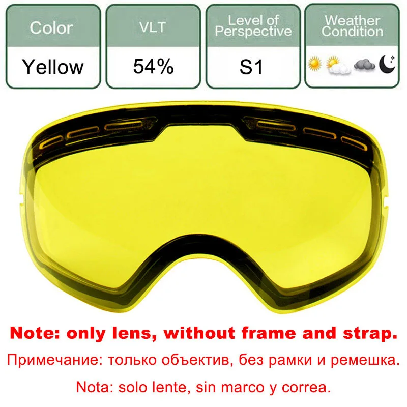 Yellow Lens LOCLE CE сертификация лыжные очки противотуманные двухслойные UV400 большие Лыжные маски сноуборд очки лыжные очки - Цвет: Yellow Lens