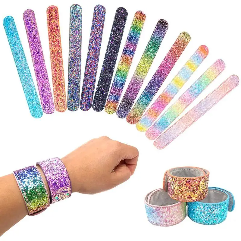 

NEW Colorful Sparkling Mermaid Bracelets Charm Sequins Slap Wristband Strap Band Kids Children Party Favors Novelty Funny Toys