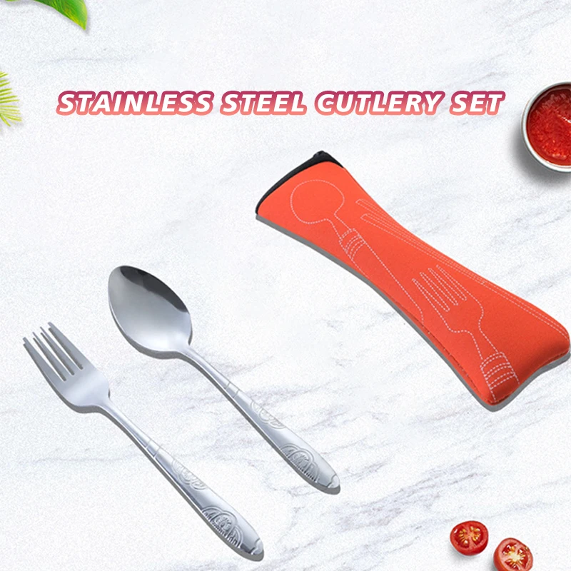 

Portable Premium Dinnerware Travel Stainless Steel Festival Silver Pocket Utensil Fork Spoon Cutlery Utensil Set Home Usage Tool