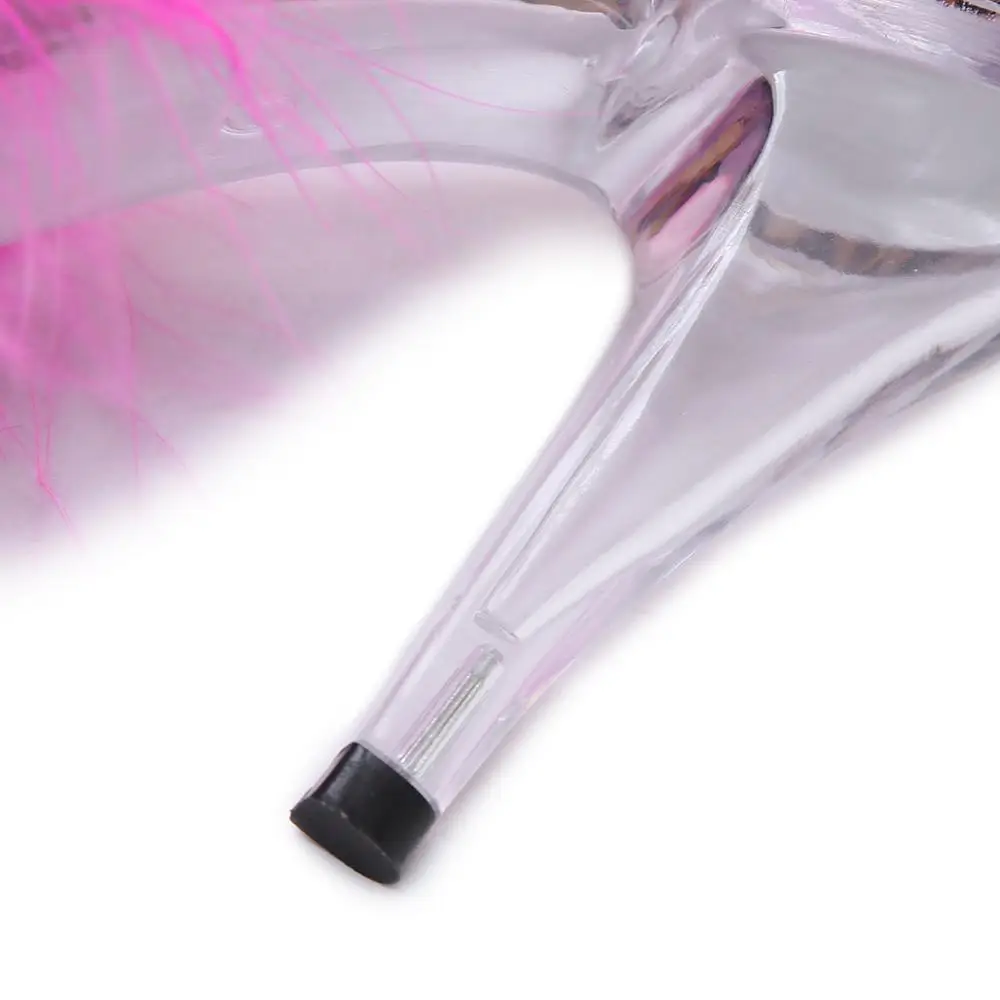 

kickway 2020 summer real fur slippers sexy leopard clear high heel slippers peep toe spike heels Large Size 34-43 fur slides