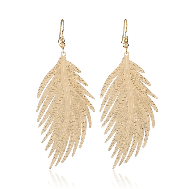 2019 новые Boho большие длинные листья Висячие серьги для женщин ZA панк