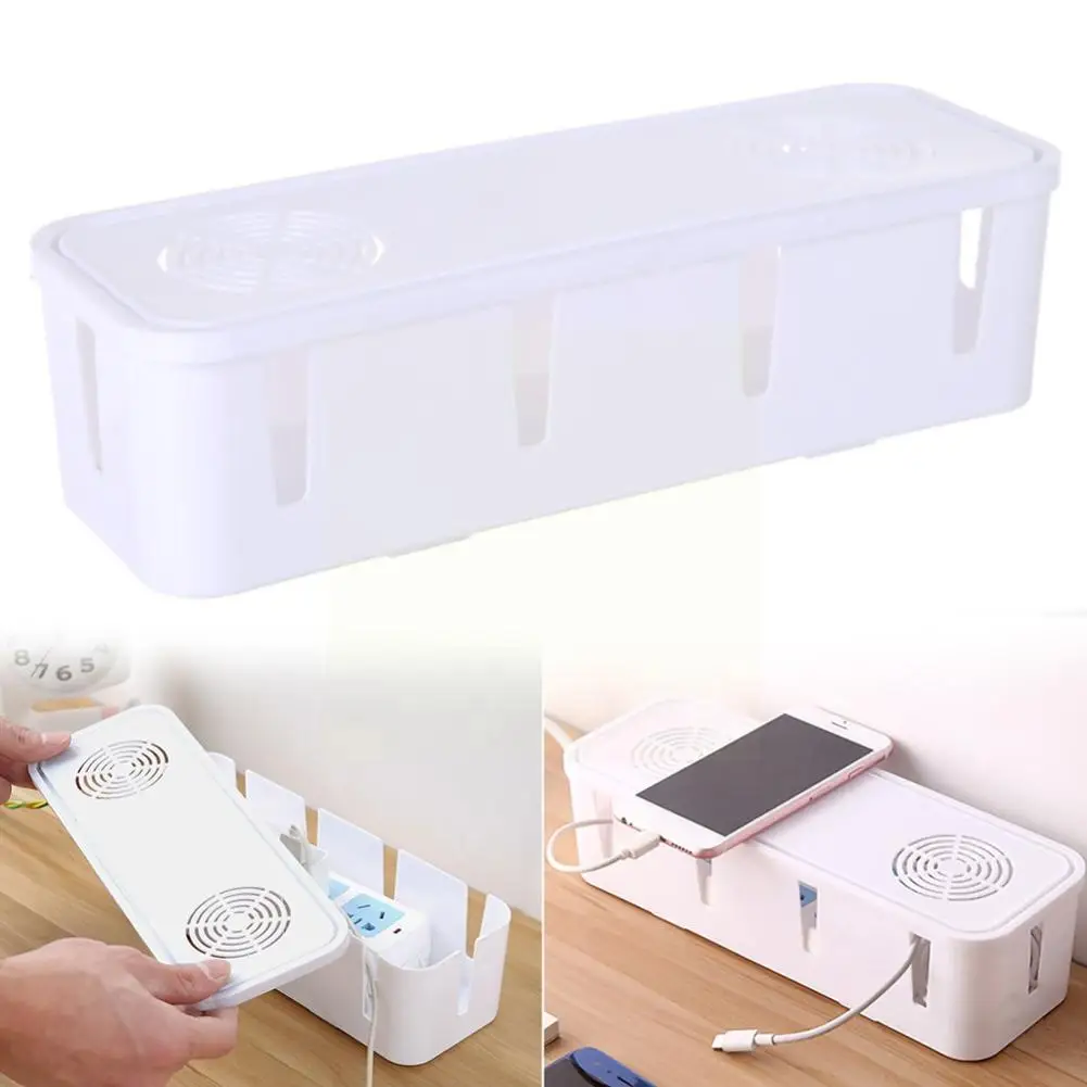 

Power Strip Socket Organizer Box Hide TV Computer Wires Cable Desk Management Storage Network Case Dust Charger Anti Line P6O3