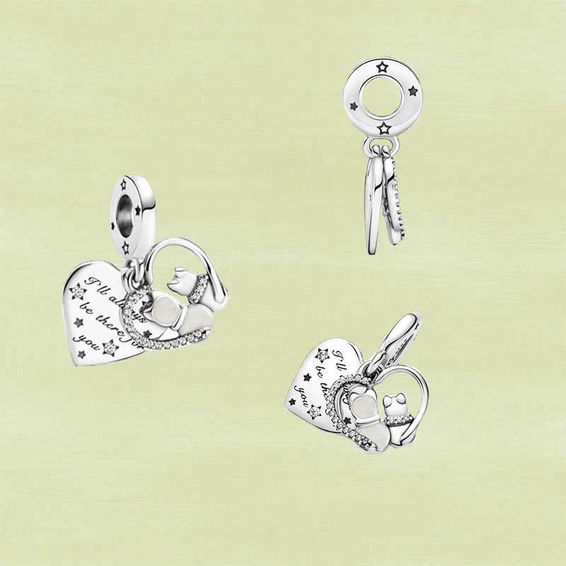 

2021 Fall New Style 925 Sterling Silver Cat And The Charm Of Love, Suitable For Girls' Fashion Diy Bracelet Accessories