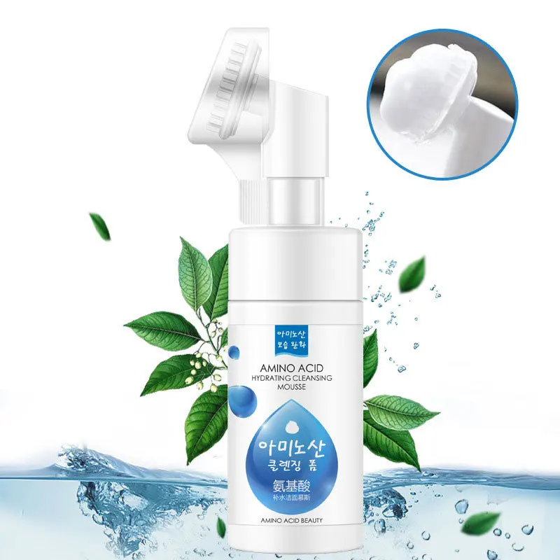 

Пенка для ухода за кожей лица, с аминокислотой, гиалуроновой кистью для умывания, глубокое очищение, увлажнение, Корейская пена для умывания...