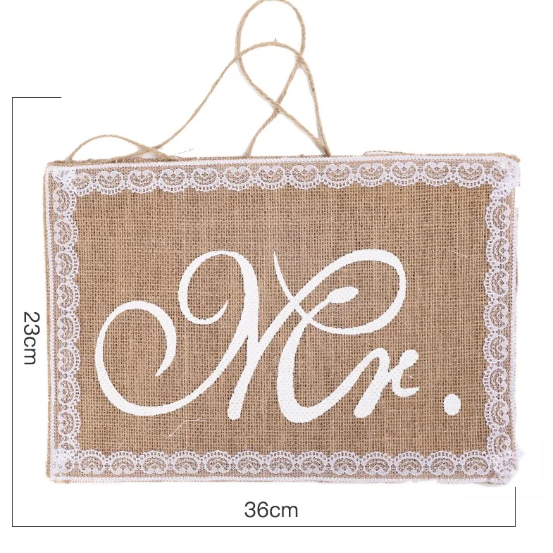 Свадебный стул мистер миссис знаки мешковины кружевной баннер свадебный Dcoration Mr
