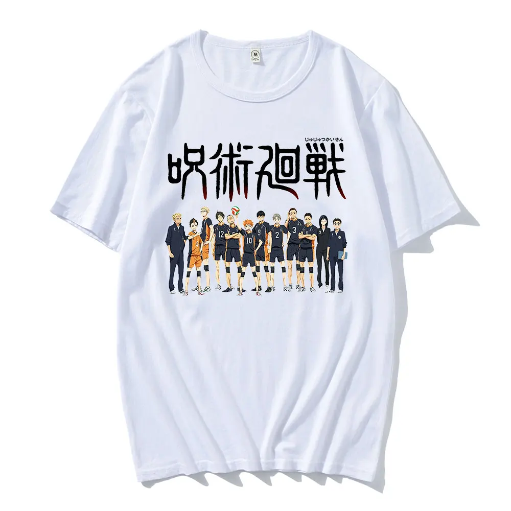 

Anime Jujutsu Kaisen Haikyuu Men Women T Shirt Karasuno Fly High Graphics Manga Unisex T-shirts Streetwear Loose Casual T-shirt