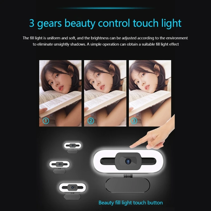 

2K Full 1080P Web Camera for PC Computer Laptop Video Record Auto Focus WebCam With Microphone Adjustable Fill Light